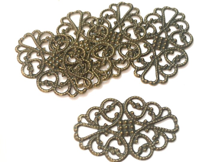 20pc 31x20mm antique bronze filigree wrap-7785D