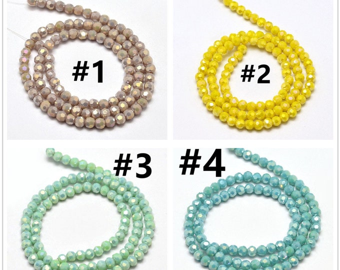 1 strand 4mm Faceted Round Full Rainbow Plated Electroplate Glass Beads(95pcs)- pls pick a color