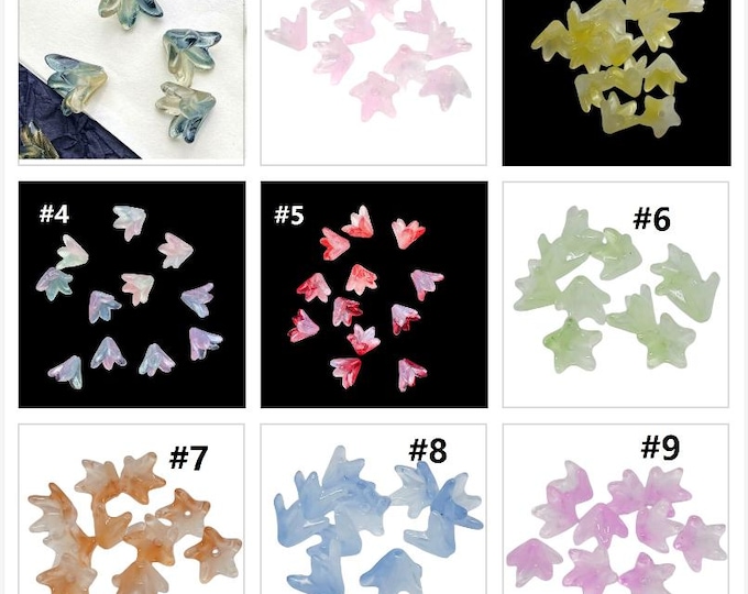 12pc 12x9mm mix color flower glass beads-pls pick a color