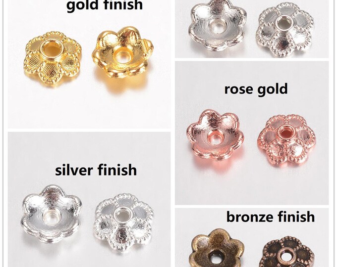 20pc 6mm metal flower shape bead caps-pls pick your color