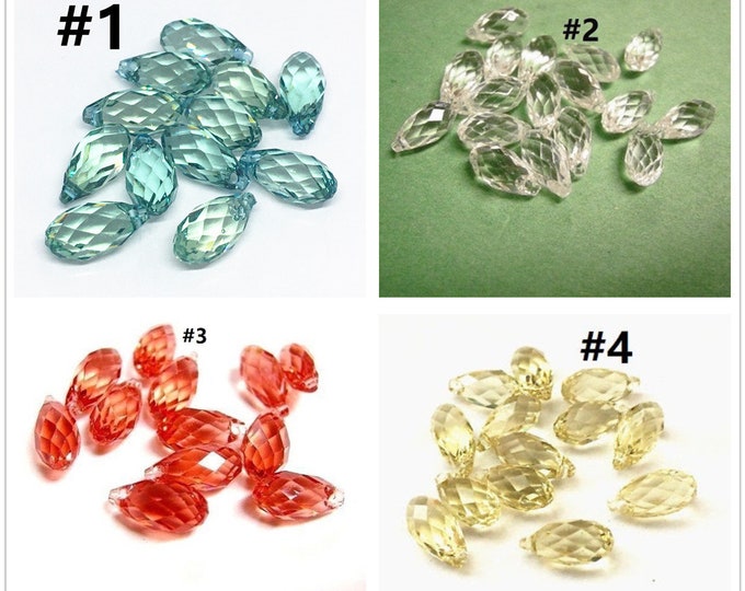 12pc Imitated Austria Crystal Faceted Resin Drop-pls pick a color