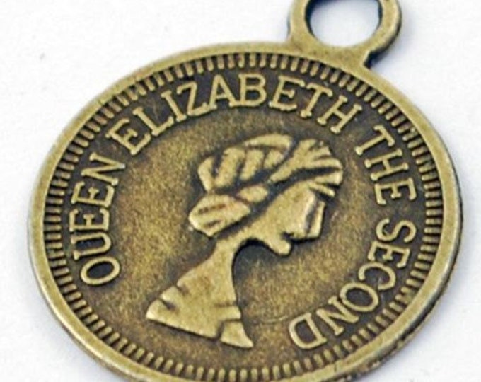 30pc 14mm antique bronze finish metal coin pendants-7334