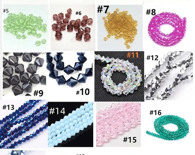 1 strand  4mm bicone glass beads-pls pick your color