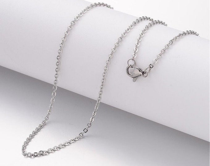 Wholesale 5 pc of  17.7 inches stainless steel cable chain(2.5x2mm) necklaces -r205