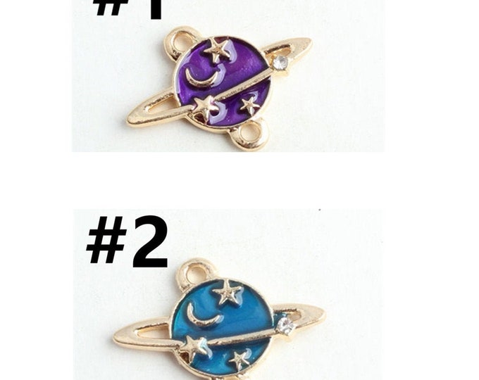 6pc 19X14mm metal with enamel Universe Space connectors-Pls pick a color