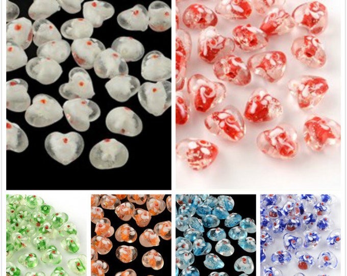 6PC 15mm  Handmade Luminous Heart Shape Lampwork Beads glow in the dark TIN53 -pls pick a color