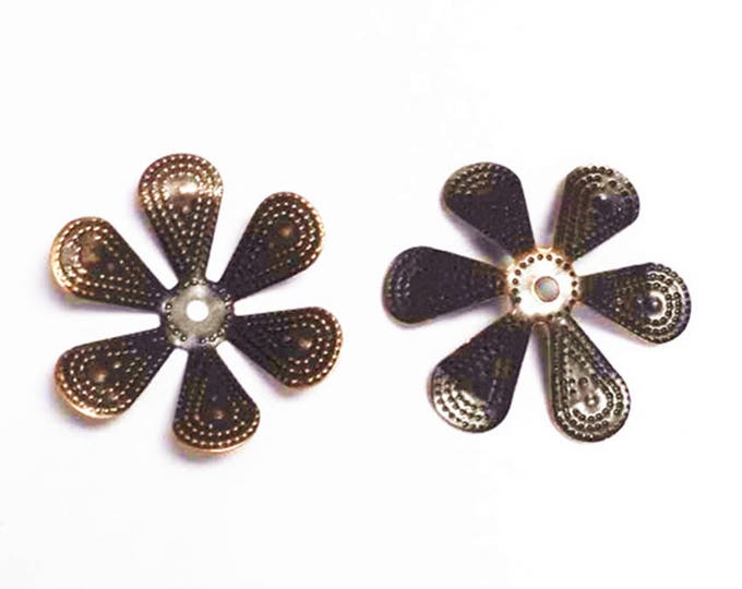 30pcs bendable antique copper finish filigree flower bead caps-5880A