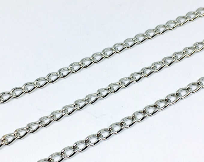 5 feet 5x3mm twisted platinum look metal  iron chain-BB73