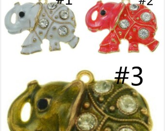 1pc 48x38mm zinc alloy enamel with rhinestone elephant pendant-pls pick your own color