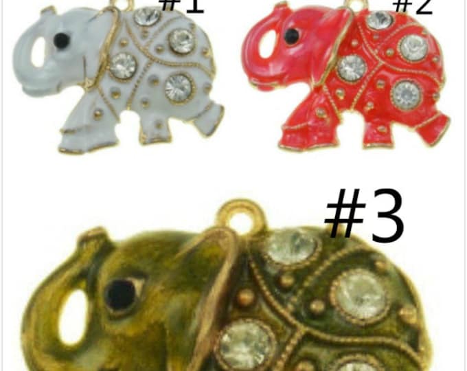 1pc 48x38mm zinc alloy enamel with rhinestone elephant pendant-pls pick your own color