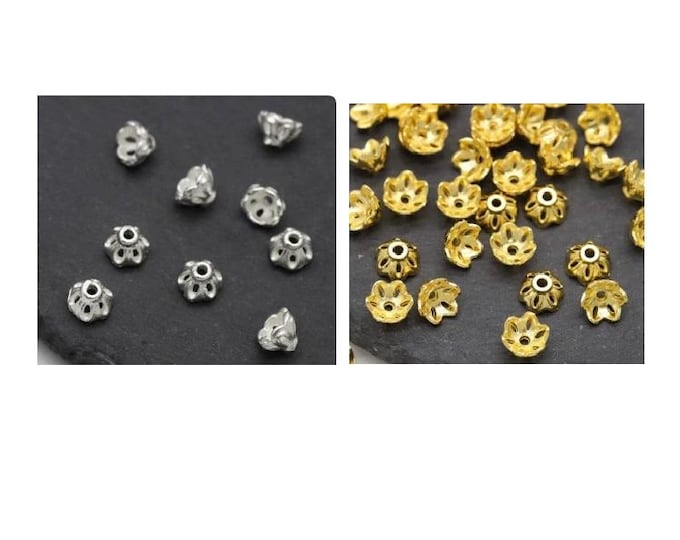 20pc 6mm metal alloy bead caps-pls pick a color