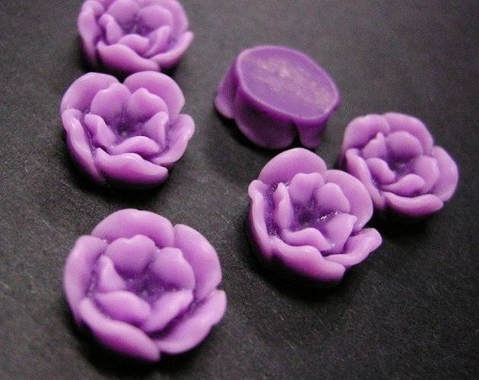 6pc Purple Resin Flower Cabochon-3510