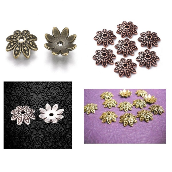 12 capuchons de perles en métal finition antique de 14 mm-veuillez choisir une couleur