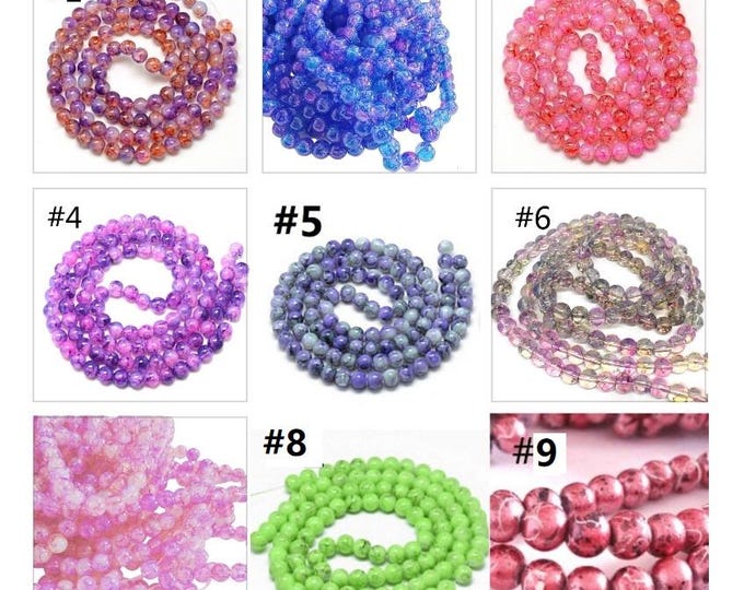Vibrant 31-Inch Strand of Painted Glass Beads (6mm, 133pcs) - Choose Your Favorite Color for Creative Jewelry Designs!