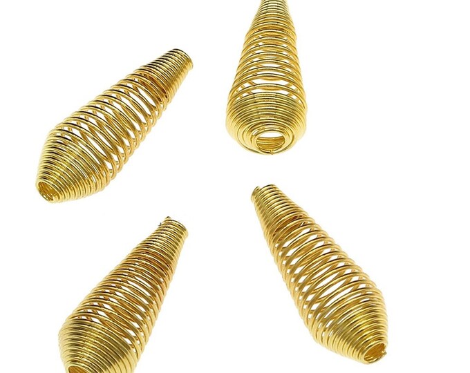 12pc 22x9mm gold  finish spring metal beads-lv276