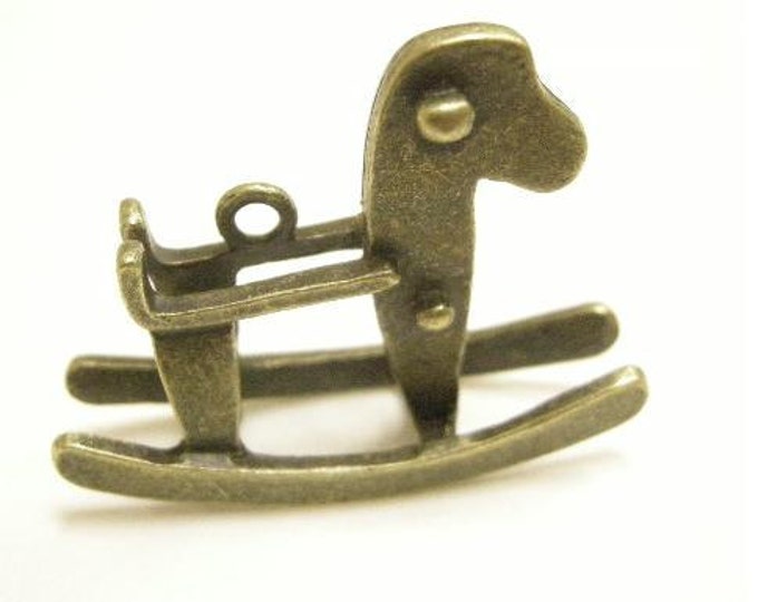 1pc 40x32mm antique bronze finish rocking horse pendant-4865