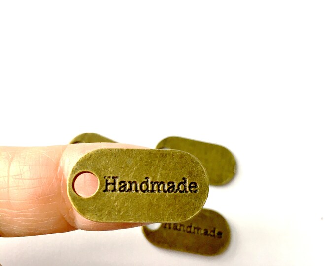 4pc 24x12mm antique bronze finish metal handmade tags-5209