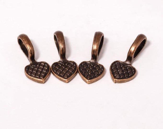 12pc 22x9mm Metal Glue on Bail-antique copper finish