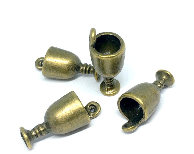 4pc 19x8.5mm antique bronze finish metal cup pendants-4982