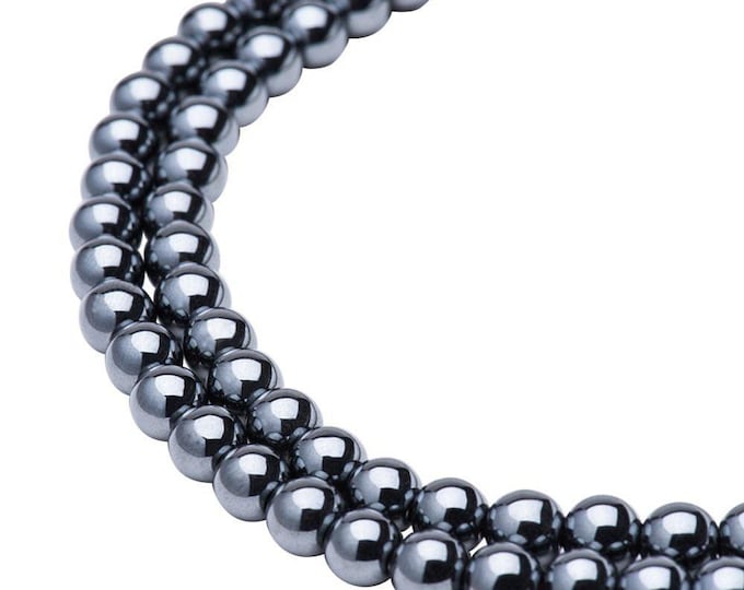1 strand Non magnetic Grade AA Gorgeous Black Synthetical Hematite Gemstone Metal Round Loose Beads 6mm For Jewelry Making