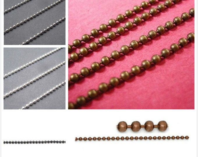 5 feet of 1.5mm  iron ball chain-pls pick your color