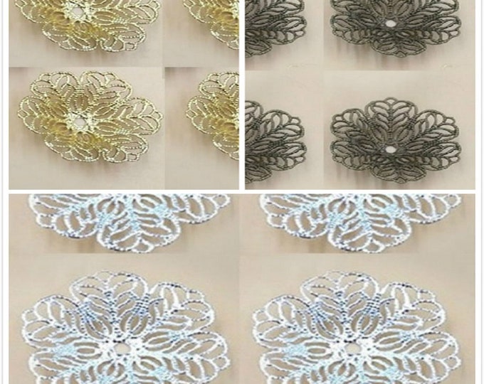 10pc 25mm brass made flower shape bead caps-pls pick a color