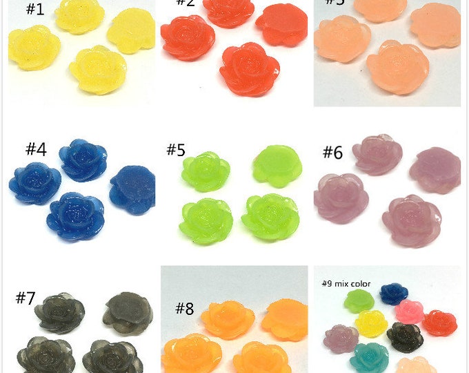 12pc 19mm Resin Flower Cabochon-pls choose your own color