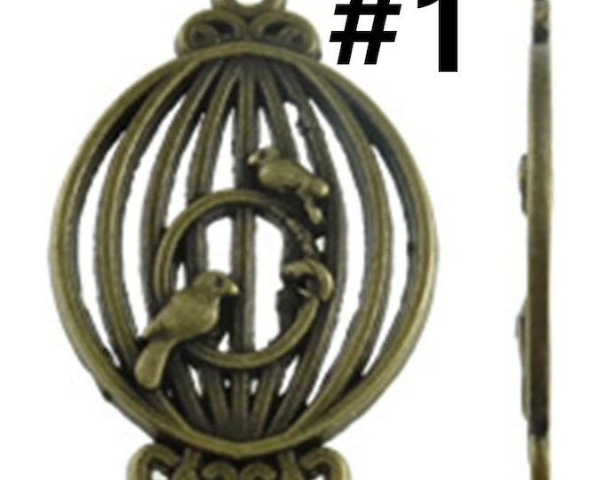 10pc antique bronze finish zinc alloy metal cage pendant-pls pick a style