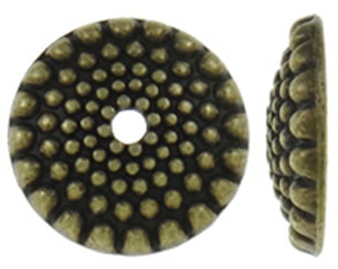 12pc 15x3mm antique bronze finish metal dome shape bead caps-757A