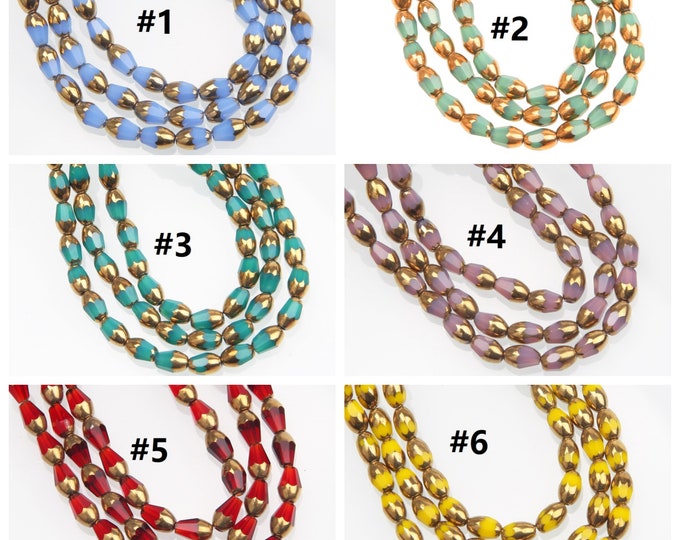 Chic Copper-Plated Glass Beads: 1 Strand (Approx. 50pcs) 7x4mm - Select Your Favorite Color!