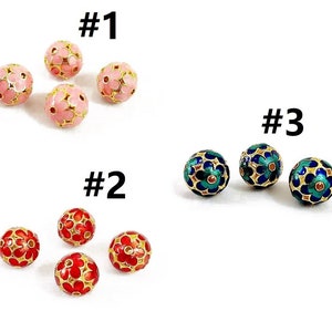2pc 11mm flower pattern round cloisonné hollow beads-pls pick a color