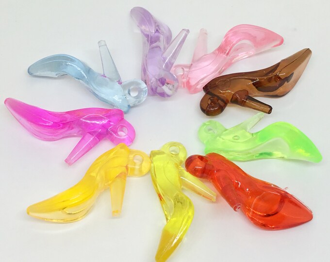 10pc 37x22mm mix color acrylic high heel pendants-F04
