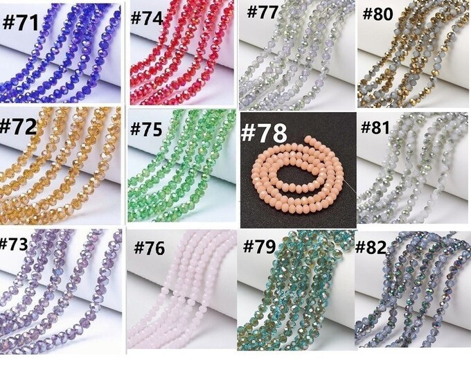 1 strand 90-95pcs 6x4mm Faceted Electroplate Glass Beads-pls pick a color