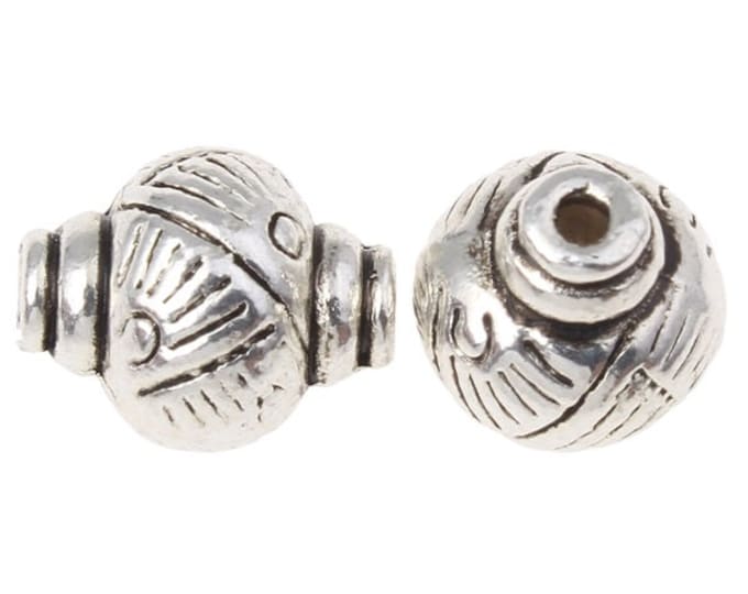 10pc 11.5x9mm antique silver finish lantern style metal beads-LL2074