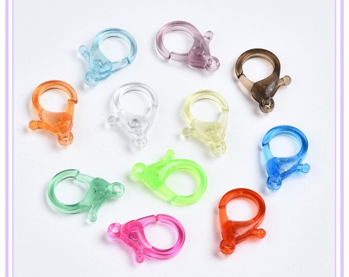 10pc 25x18mm mix color transparent acrylic lobster clasps-fz145