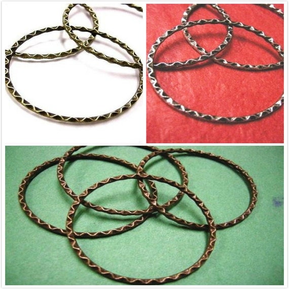4pc 44mm antique finish textured patterened metal ring-pls pick a color