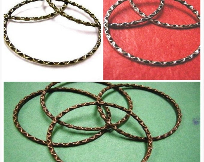 4pc 44mm antique finish textured patterened metal ring-pls pick a color