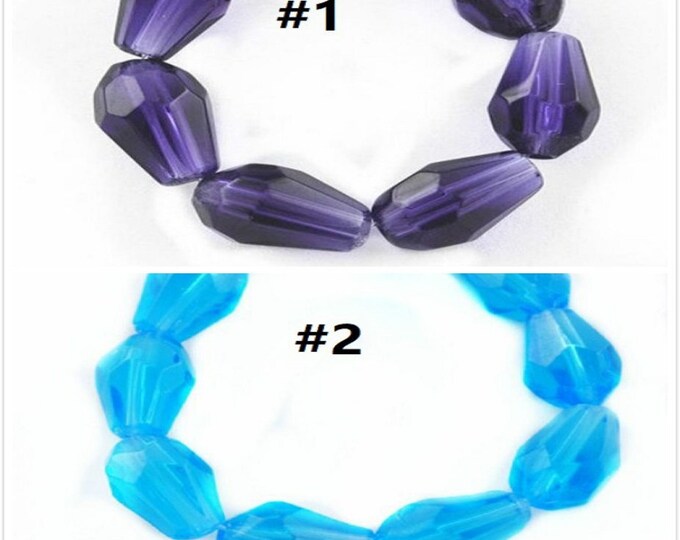 14 Inch Strand Of Transparent Teardrop Faceted Glass Beads 12x8mm (29 beads)-pls pick a color