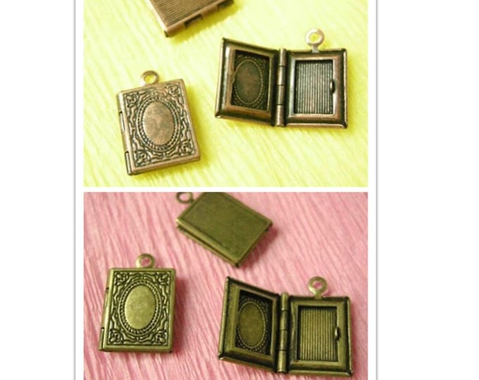 4pc 17x11mm antique finish locket pendant-pls pick your color