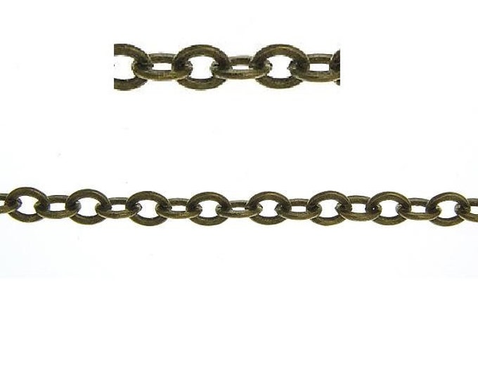 5 feet 3x2.5mm antique bronze finish nickel free flat link brass chain-S380
