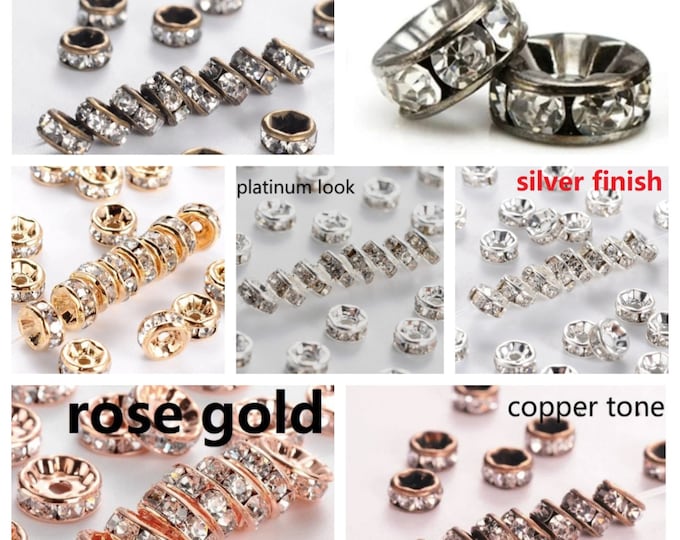 10pc 5mm brass made rhinestone spacers/beads- pls pick a color