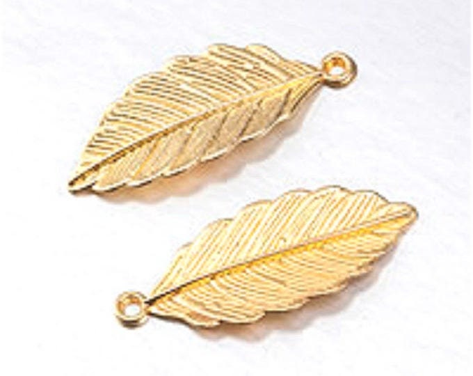 12pc 31x13mm gold finish metal leaf pendants-BB69