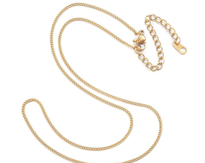 Wholesale 10 pc  gold finish stainless steel curb chain necklaces 16.1" long