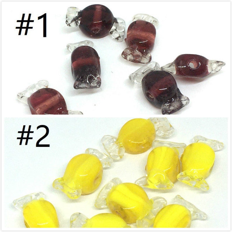 Pls pick a color 15pc 16x8mm candy shape lampwork glass beads