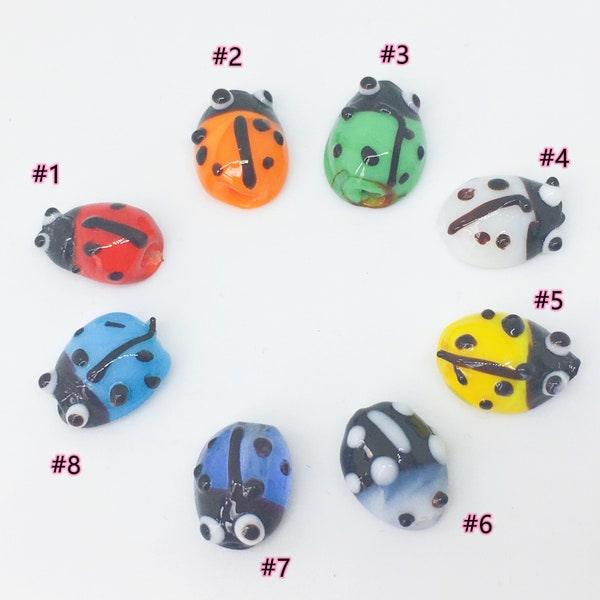 10pc 11X9mm lampwork glass ladybug beads tin174- Pls pick a color