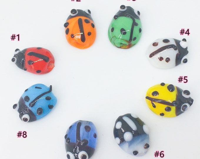 10pc 11X9mm lampwork glass ladybug beads tin174- Pls pick a color