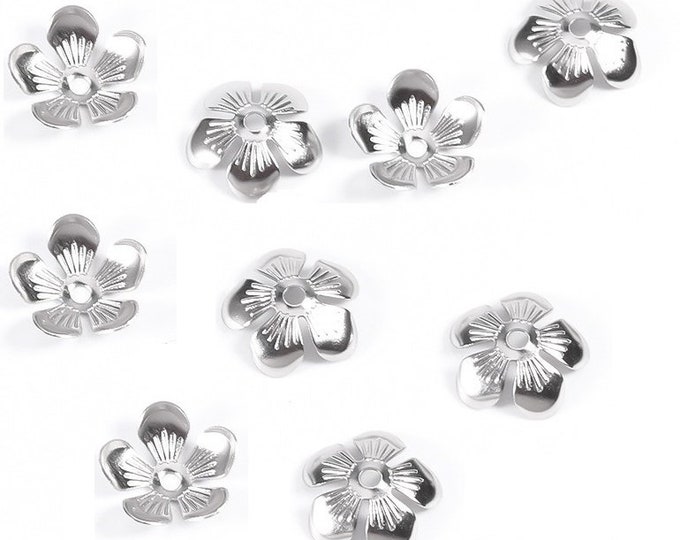 30pc 11mm stainless steel flower shape  bead caps-TDB13