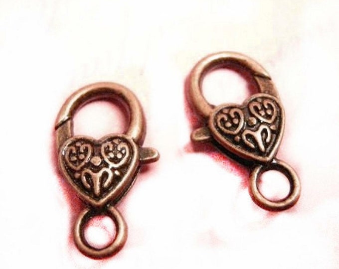 4pc antique  finish 26x13mm fancy metal lobster clasps antique copper finish