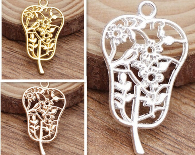 4pc 29x17mm meal alloy Palm-leaf Fan pendants -Pls pick a color