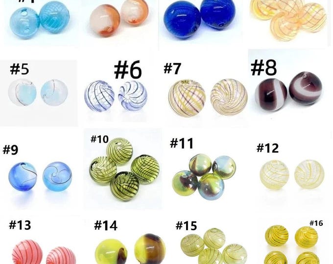 4pc  13mm blown glass beads round shape- pls pick a pattern